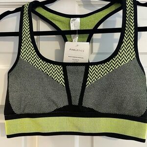 Fabletics Black and Green Sports Bra NWT XL